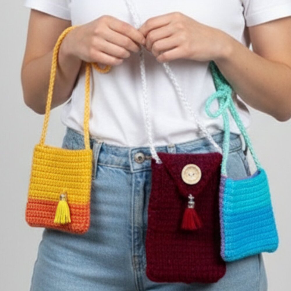 Handmade Crochet Mini‎ Bag Set - Unbranded Multicolor Bags Pouch Lot